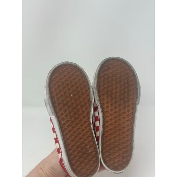 Hard to Find! Toddler Vans Old Skool Red White Checker Velcro Sneaker Size 9 - Picture 6 of 7